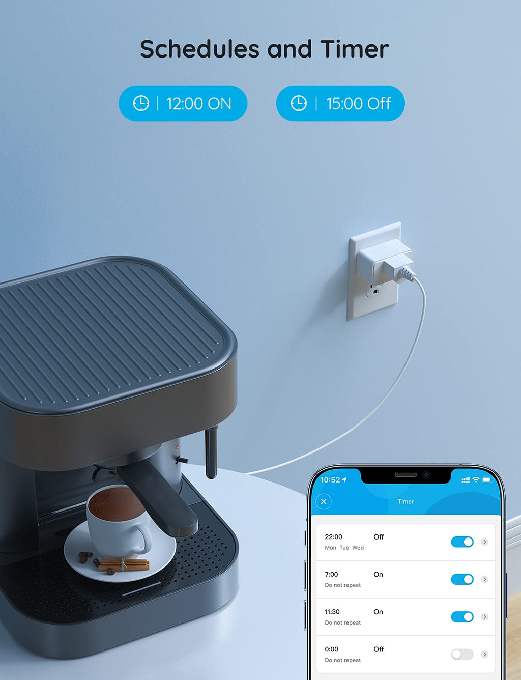 Smart Plug 15A, Wifi Bluetooth Outlets 4 Pack Work with Alexa and Google Assistant, Wifi Plugs with Multiple Timers,  Home APP Group Control Remotely, No Hub Required, ETL&FCC Certified