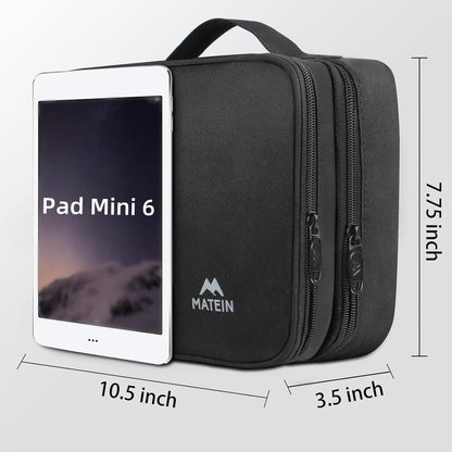 Electronics Organizer Travel Case, Water Resistant Cable Organizer Bag for Travel Essentials, Gifts for Men, Storage Bag for Camera Accessories, Phone, Cord & Tablet, Black