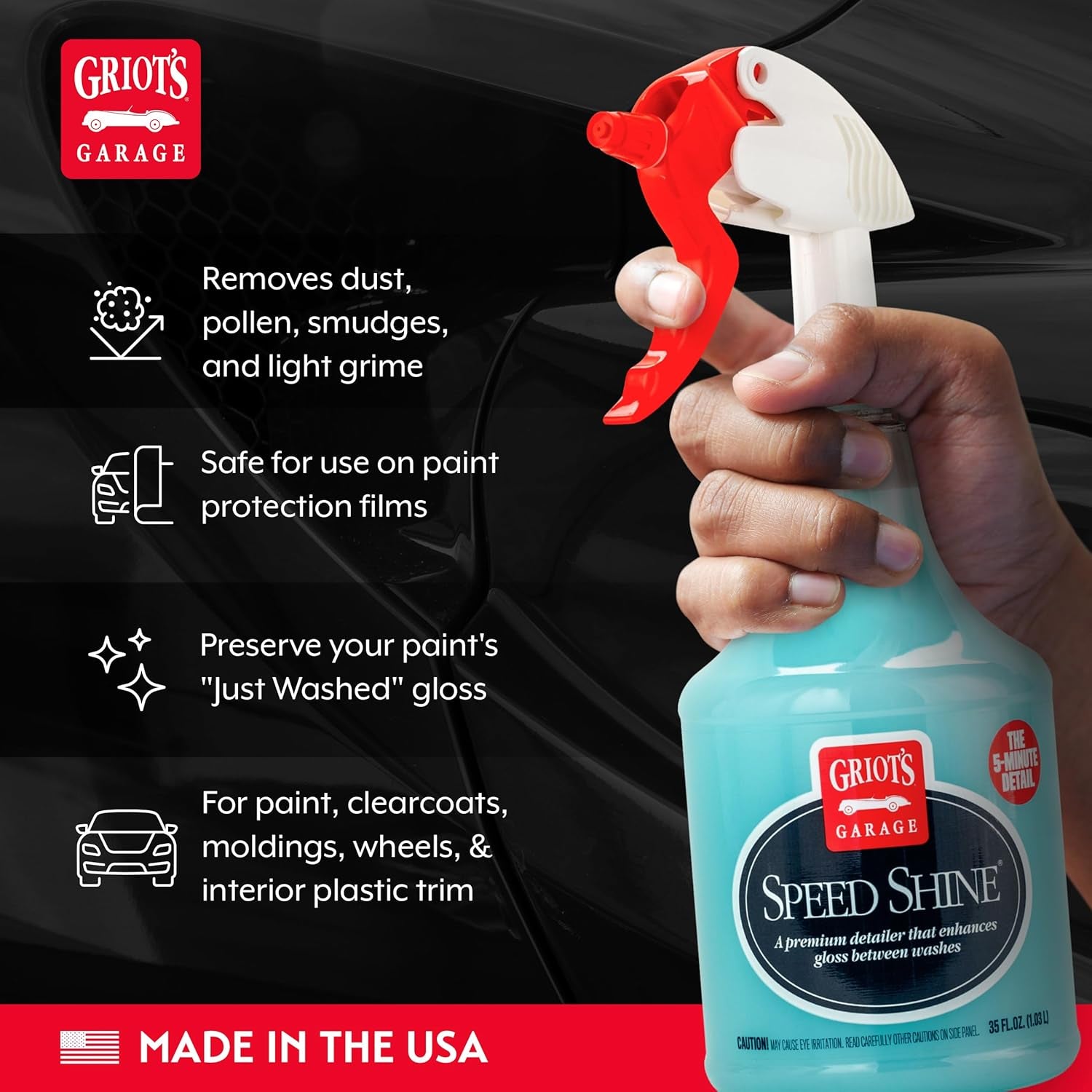 Speed Shine for Car Detailing, Quick Detailer for All Exterior Surfaces, Trim and Wheels, Provides a Glossy Finish, 11146, 35 Oz