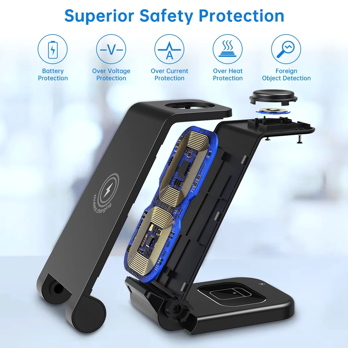 Wireless Charger for Iphone-23W 3 in 1 Fast Charging Station Compatible for Iphone 17/16E/15/14/13/12/11 Pro Max, Airpods 4/3/2/Pro, Iwatch Series 2-11, Samsung Charger Stand