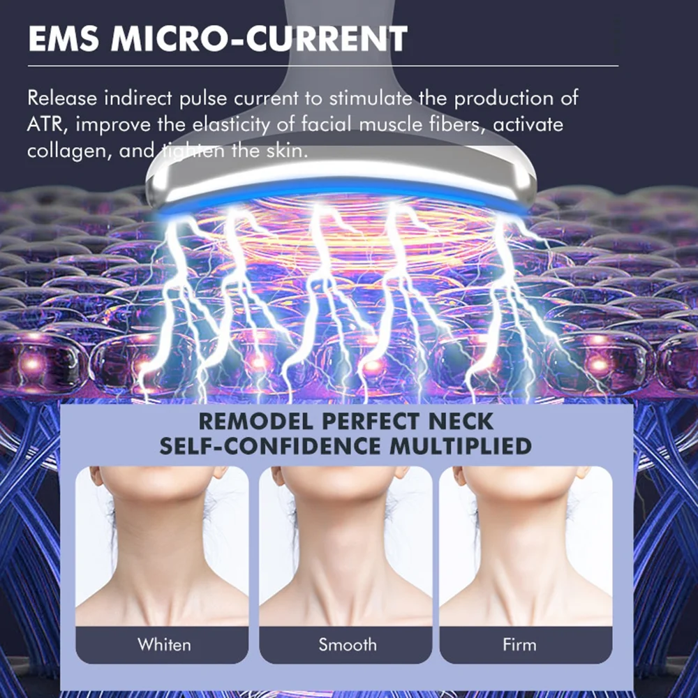 Facial and Neck Beauty Device, Skin Care Face Massager, Multifunctional 6 in 1 Light Therapy Face Sculpting Tool with Vibration, Thermal, Cooling, Microcurrent for Skin Care Routine at Home